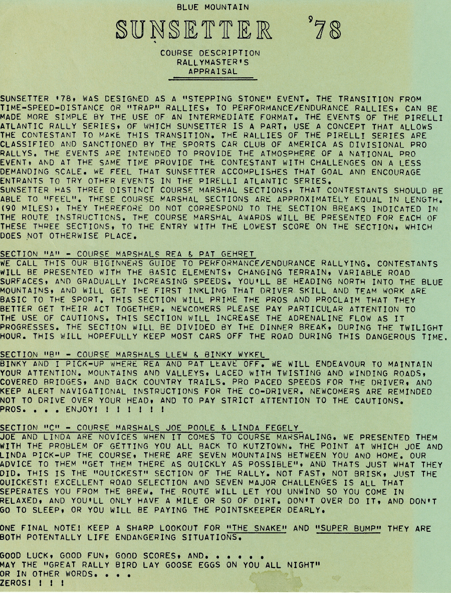 Blue Mountain Sunsetter 1978