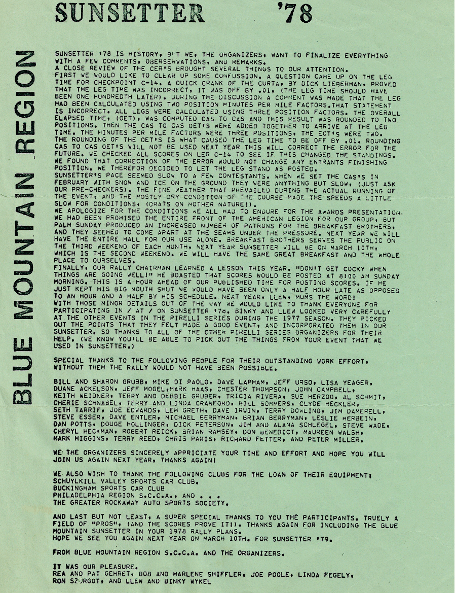 Blue Mountain Sunsetter 1978